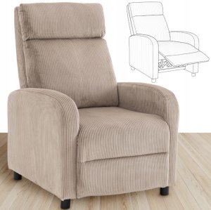 Kontrasto Fotel rozkładany LUCAS FW102 sztruks taupe recliner z podnóżkiem wypoczynkowy 13