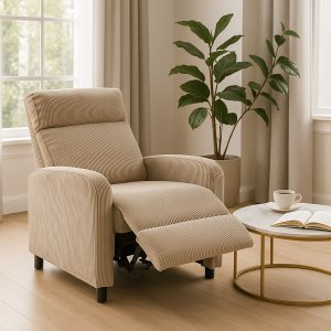 Kontrasto Fotel rozkładany LUCAS FW102 sztruks taupe recliner z podnóżkiem wypoczynkowy 2