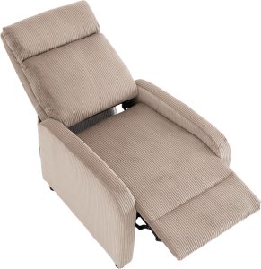 Kontrasto Fotel rozkładany LUCAS FW102 sztruks taupe recliner z podnóżkiem wypoczynkowy 4
