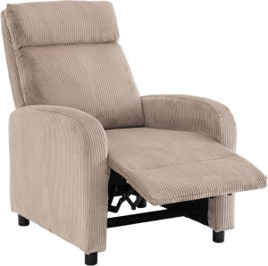 Kontrasto Fotel rozkładany LUCAS FW102 sztruks taupe recliner z podnóżkiem wypoczynkowy 5