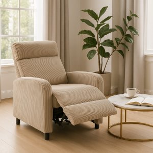 Kontrasto Fotel rozkładany LUCAS FW102 sztruks taupe recliner z podnóżkiem wypoczynkowy 7