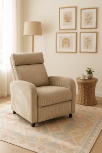 Kontrasto Fotel rozkładany LUCAS FW102 sztruks taupe recliner z podnóżkiem wypoczynkowy 9