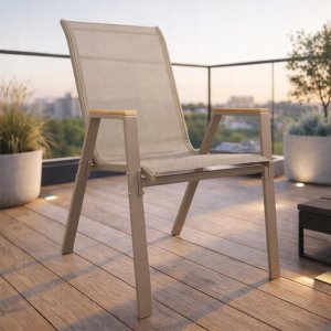 Kontrasto Krzesło ogrodowe POLA taupe metalowe na taras balkon stal textilene 7