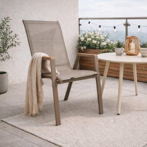 Kontrasto Krzesło ogrodowe POLA taupe metalowe na taras balkon stal textilene 9