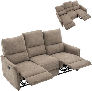 Kontrasto Sofa fotel rozkładany TIMO TRIO 177 cm szenil brązowy 3-osobowa 3