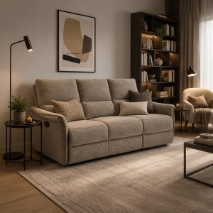 Kontrasto Sofa fotel rozkładany TIMO TRIO 177 cm szenil brązowy 3-osobowa 7