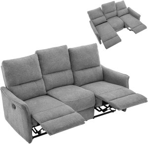 Kontrasto Sofa fotel rozkładany TIMO TRIO 177 cm szenil szary 3-osobowa 3