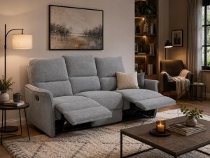 Kontrasto Sofa fotel rozkładany TIMO TRIO 177 cm szenil szary 3-osobowa 10