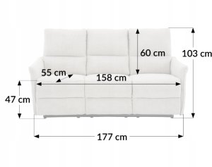 Kontrasto Sofa fotel rozkładany TIMO TRIO 177 cm szenil beżowy 3-osobowa 11