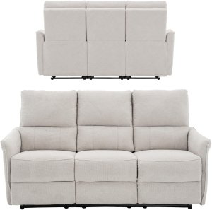 Kontrasto Sofa fotel rozkładany TIMO TRIO 177 cm szenil beżowy 3-osobowa 2