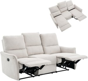Kontrasto Sofa fotel rozkładany TIMO TRIO 177 cm szenil beżowy 3-osobowa 3