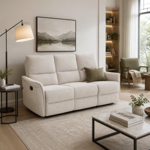 Kontrasto Sofa fotel rozkładany TIMO TRIO 177 cm szenil beżowy 3-osobowa 7