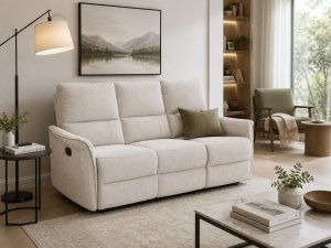 Kontrasto Sofa fotel rozkładany TIMO TRIO 177 cm szenil beżowy 3-osobowa 8