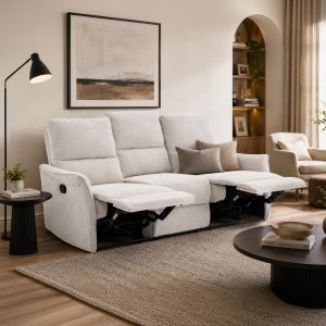 Kontrasto Sofa fotel rozkładany TIMO TRIO 177 cm szenil beżowy 3-osobowa 9