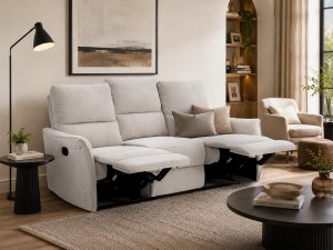 Kontrasto Sofa fotel rozkładany TIMO TRIO 177 cm szenil beżowy 3-osobowa 10
