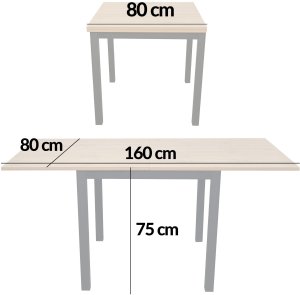 Kontrasto Stół rozkładany Alex 80-160x80 cm dąb do jadalni i salonu 4
