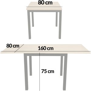 Kontrasto Stół rozkładany Alex 80-160x80 cm jasny dąb do jadalni i salonu 4
