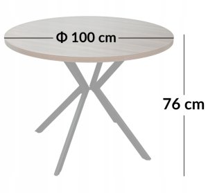 Kontrasto Stół okrągły Erik fi100 76 cm orzech blat nogi metal do jadalni kuchni 3