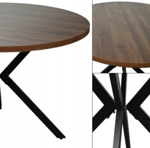 Kontrasto Stół okrągły Erik fi90 76 cm orzech blat nogi metal do jadalni kuchni 4