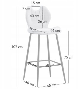 Kontrasto Hoker barowy Aria 3D 107 cm tapicerowany beżowy stelaż czarny metal 2