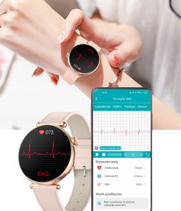 Smartwatch Lazird Damski zegarek EKG BMI rozmowy AMOLED 466x466 złoty 3