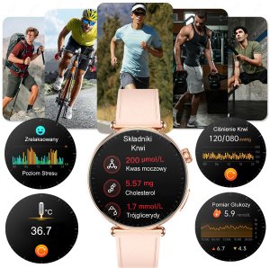 Smartwatch Lazird Damski zegarek EKG BMI rozmowy AMOLED 466x466 złoty 5
