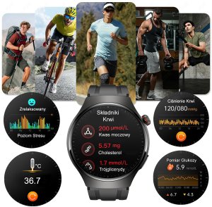 Smartwatch Lazird EKG AMOLED CIŚNIENOMIERZ BMI GLUKOZA 440MAH PPG czarny 8