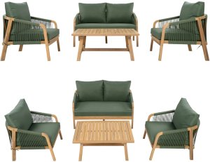 Kontrasto Zestaw mebli ogrodowych MAKIRA 4os akacja sofa 2 fotele stolik 2
