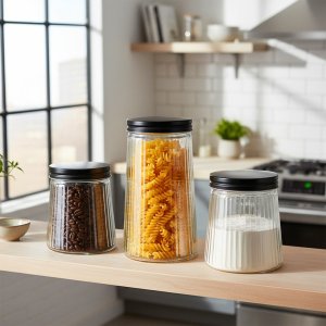 Tadar Pojemnik na produkty sypkie szklany z pokrywką 1 l (ORI_229253) 5