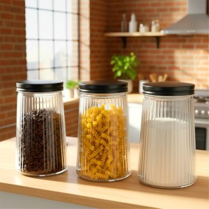 Tadar Pojemnik na produkty sypkie szklany z pokrywką 1 l (ORI_229253) 6