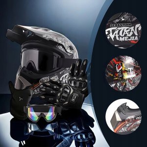 PRO-BIKER Kask Crossowy Motocyklowy Enduro Quad Lekki Gogle Rękawice Maska M Braders (18751183425) 5