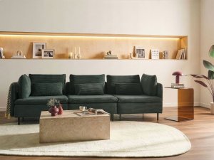 Beliani Sofa modułowa dla 3 osób EGERIS Ciemnozielony Sztruks (726943 Bel) 2
