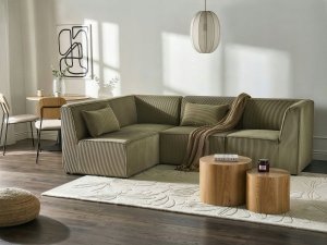 Beliani Narożnik modułowy LEMVIG Prawostronny Zielony Sztruks (711393 Bel) 2