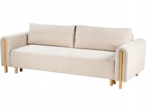 Beliani Sofa rozkładana dla 3 osób KVAM Boucle Jasnobeżowy ze schowkiem (672357) 2