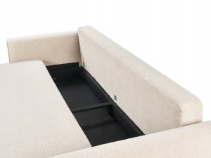 Beliani Sofa rozkładana dla 3 osób KVAM Boucle Jasnobeżowy ze schowkiem (672357) 4