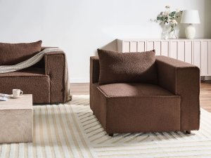 Beliani Moduł narożny AXEBO Brązowy Boucle (805231) 9