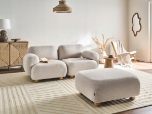 Beliani Sofa modułowa dla 2 osób AMLI Złamana biel Boucle z otomaną (732383) 4