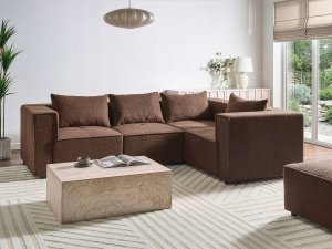 Beliani Narożnik modułowy dla 4 osób AXEBO Lewostronny Brązowy Boucle (805862) 2