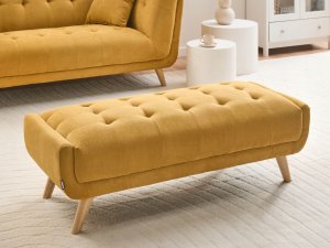 Beliani Sofa dla 2 osób HABO Musztardowy z otomaną (807499) 8