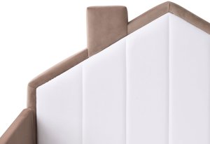 Beliani Łóżko dziecięce Domek Welur KERVAN 90 x 200 cm Jasnobrązowy (591930) 3