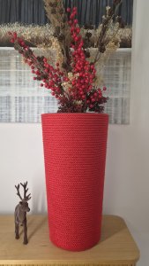 Adoni Doniczka bawełniana czerwona z wkładem 57 cm – ręcznie robiona (adoni-ba-red-57) 5