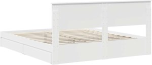 WaszeMeble Łóżko 180X200 białe rama łóżka ze stelażem z szufladami dwuosobowe 10
