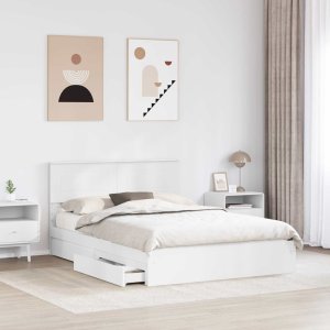 WaszeMeble Łóżko 140X190 białe rama łóżka z szufladami dwuosobowe do sypialni 3