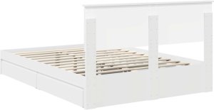 WaszeMeble Łóżko 140X190 białe rama łóżka z szufladami dwuosobowe do sypialni 10