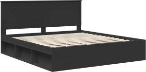 WaszeMeble Łóżko 180X200 czarne rama łóżka ze stelażem dwuosobowe do sypialni 4