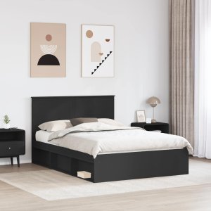 WaszeMeble Łóżko 160X200 Czarne Rama Łóżka Ze Stelażem Dwuosobowe Do Sypialni 3