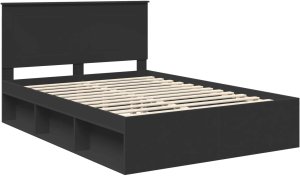 WaszeMeble Łóżko 160X200 Czarne Rama Łóżka Ze Stelażem Dwuosobowe Do Sypialni 4