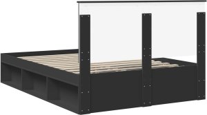 WaszeMeble Łóżko 160X200 Czarne Rama Łóżka Ze Stelażem Dwuosobowe Do Sypialni 9