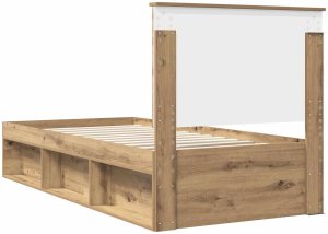 WaszeMeble Łóżko 100X200 brązowe rama łóżka ze stelażem jednoosobowe do sypialni 9