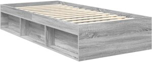 WaszeMeble Łóżko 90X190 szare rama łóżka ze stelażem jednoosobowe do sypialni 5